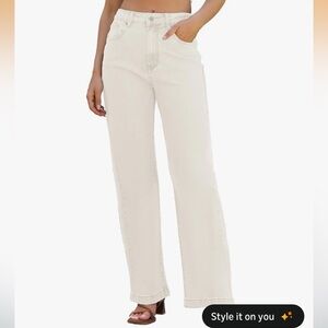 ETTELO Women's Straight-Leg Jeans in Off-White